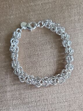 Sterling Silver Byzantine Chain Bracelet - Silver